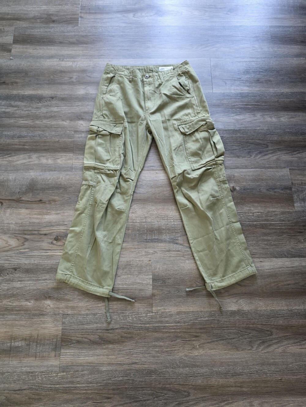 Zara Women's Olive Green Corduroy Drawstring Pants Size 6